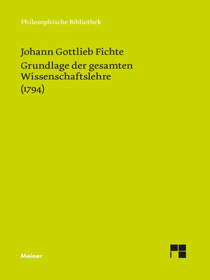 cover image of Grundlage der gesamten Wissenschaftslehre